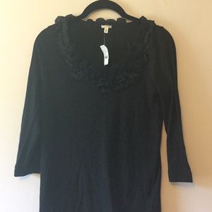 J.Crew black ruffle neck shirt